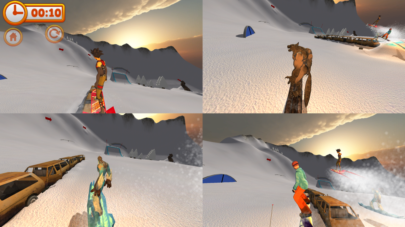 4 Player Split Screen In Mad Snowboarding